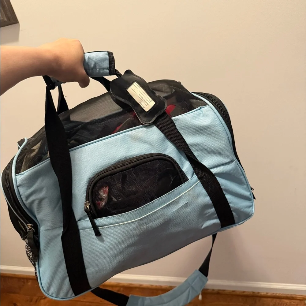 Light Blue and Black Men's Travel Bag